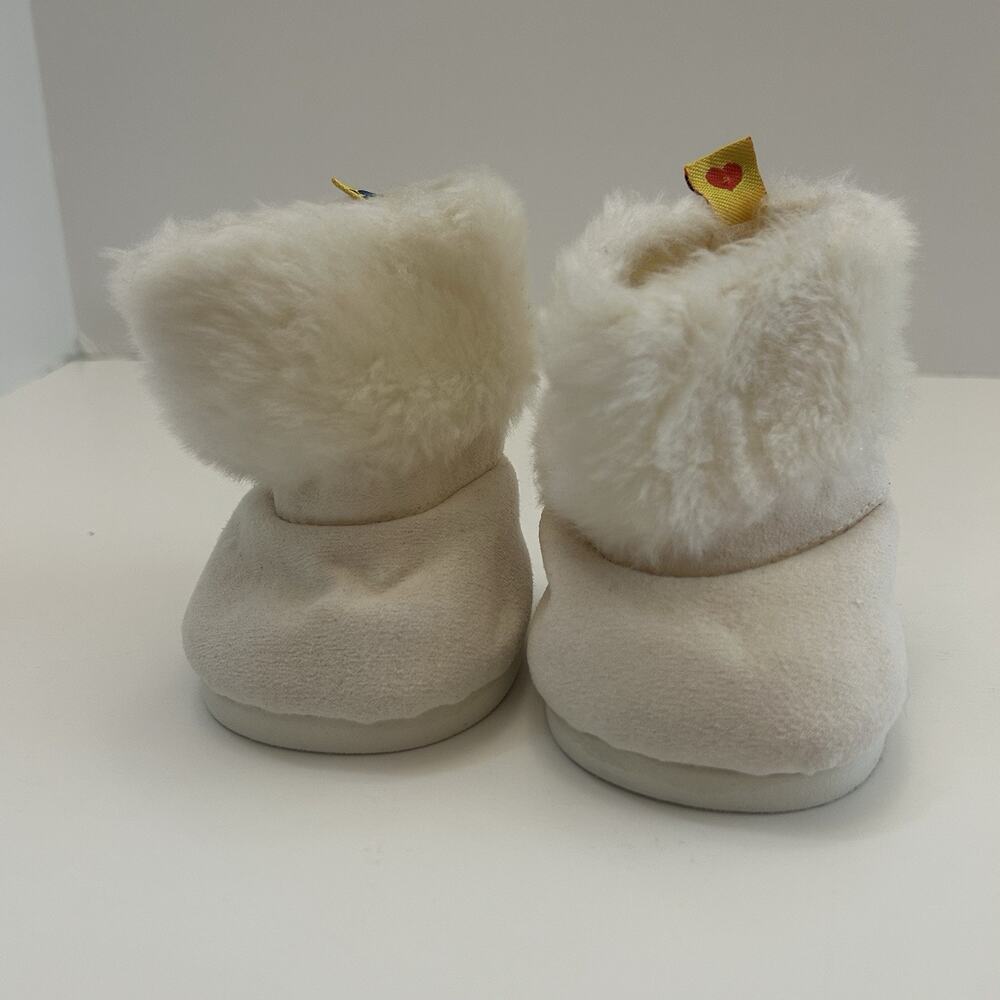 Build A Bear White Winter Faux Suede Boots with Faux Fur Trim
